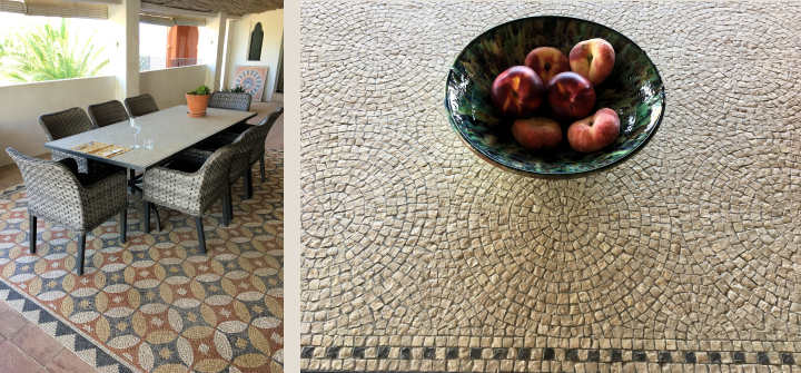 Mosaic rug and table